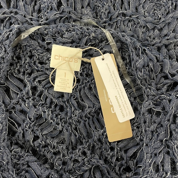 NWT Chico’s Open Stitch Indigo Pullover Sweater - Picture 6 of 11